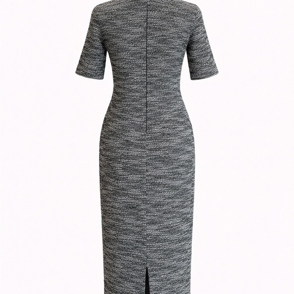 Banana Republic Marled Knit Sheath Midi Dress Zipper Slit Size 6 - Picture 2 of 9